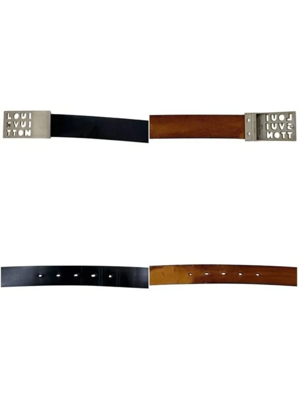 Louis Vuitton Belt Ceinture Lst Waist 95 30 Leather Metal Black Logo Buckle